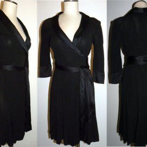 Diane Von Furstenberg TUXEDO BLACK satin lapel WRA